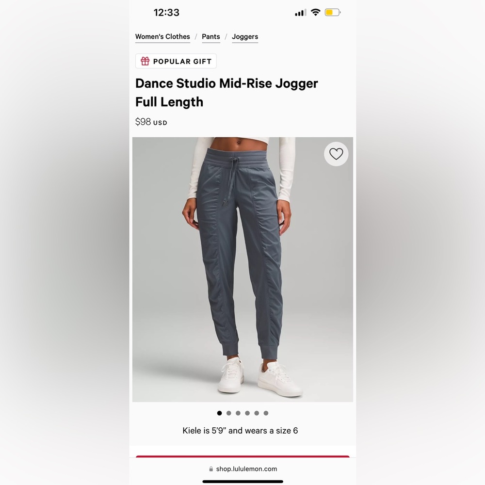 Dance Studio Mid-Rise Jogger Full Length Oil Grey